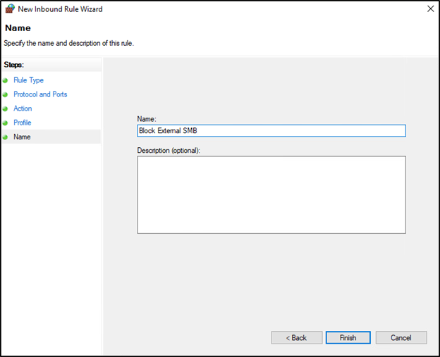 Naming Rules Windows Defender